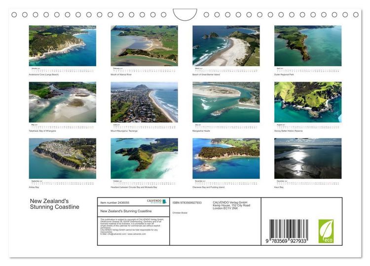Produktbild: New Zealand's Stunning Coastline (Wall Calendar 2027 DIN A4 landscape), CALVENDO 12 Month Wall Calendar