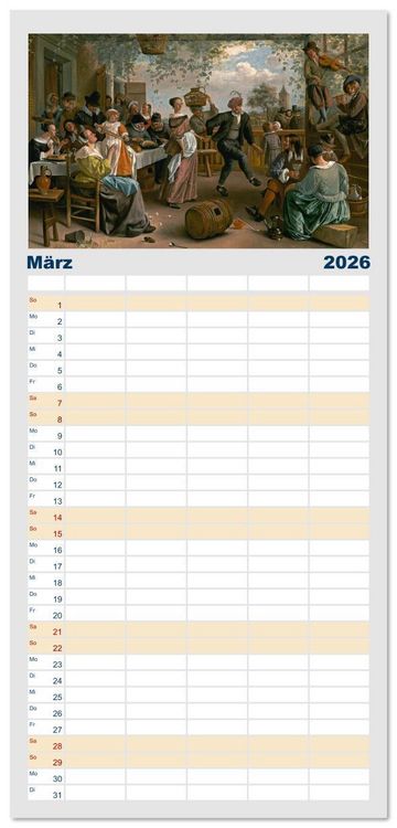 Produktbild: Familienplaner 2026 - Party Time - Das Fest in der Kunst mit 5 Spalten (Wandkalender, 21 x 45 cm) CALVENDO