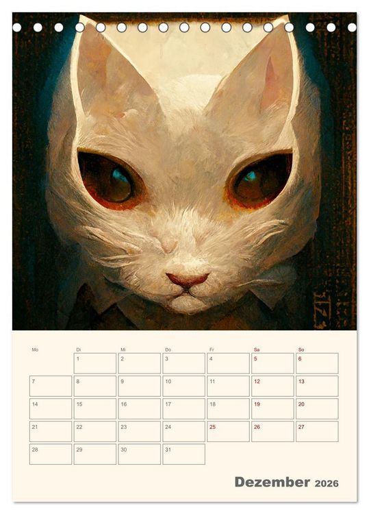 Produktbild: Die 7 Leben einer Katze (Tischkalender 2026 DIN A5 hoch), CALVENDO Monatskalender