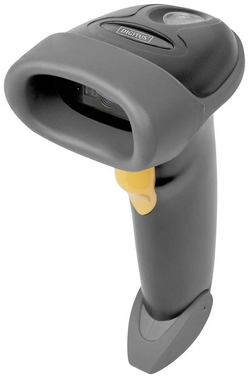 Produktbild: Digitus DA-81002 2D Barcode-Scanner Kabelgebunden 1D, 2D LED Schwarz Hand-Scanner inkl. Standfu&szlig; USB-A
