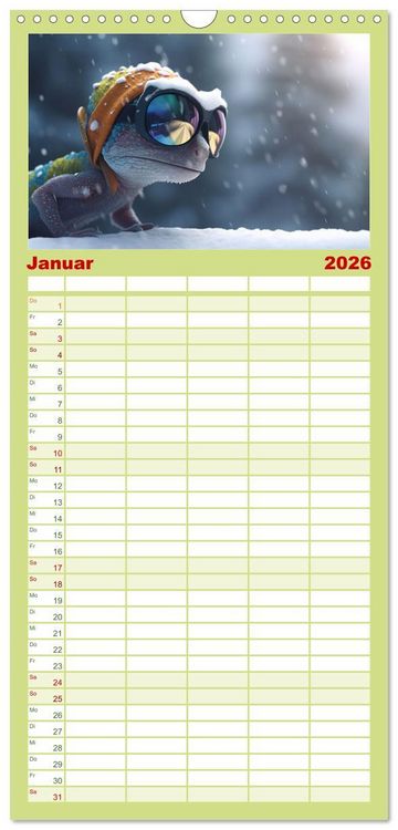Produktbild: Familienplaner 2026 - Cham&auml;leon-Verwandlungen. Ein Jahr voller Ver&auml;nderungen mit 5 Spalten (Wandkalender, 21 x 45 cm) CALVENDO
