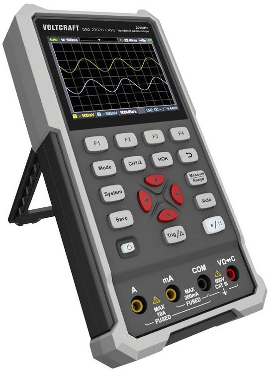 Produktbild: VOLTCRAFT DSO-2202H + AFG Hand-Oszilloskop 200 MHz 2-Kanal 1 GSa/s 8 kpts 8 Bit Handger&auml;t 1 St.