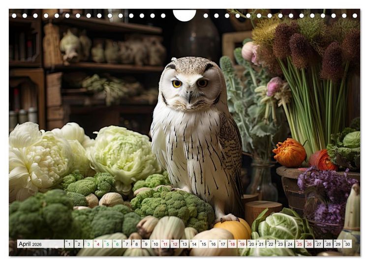 Produktbild: Stillleben mit Eule (Wandkalender 2026 DIN A4 quer), CALVENDO Monatskalender