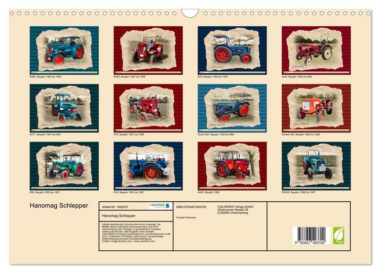 Produktbild: Hanomag Schlepper (Wandkalender 2026 DIN A3 quer), CALVENDO Monatskalender