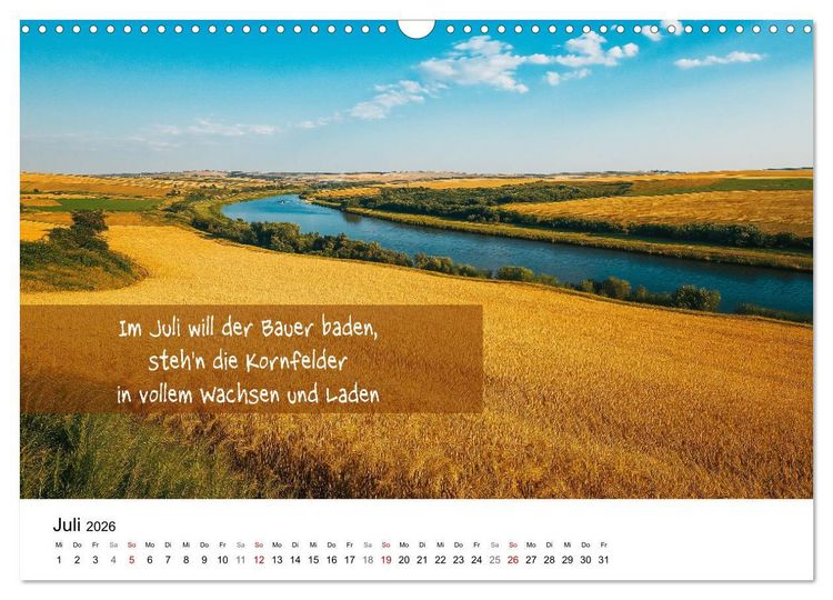 Produktbild: Bauernregeln Kalender - Rhythmus der Jahreszeiten (Wandkalender 2026 DIN A3 quer), CALVENDO Monatskalender