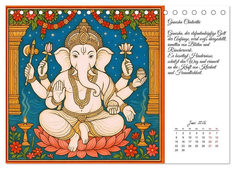 Produktbild: G&ouml;tterwelten des Hinduismus (Tischkalender 2026 DIN A5 quer), CALVENDO Monatskalender
