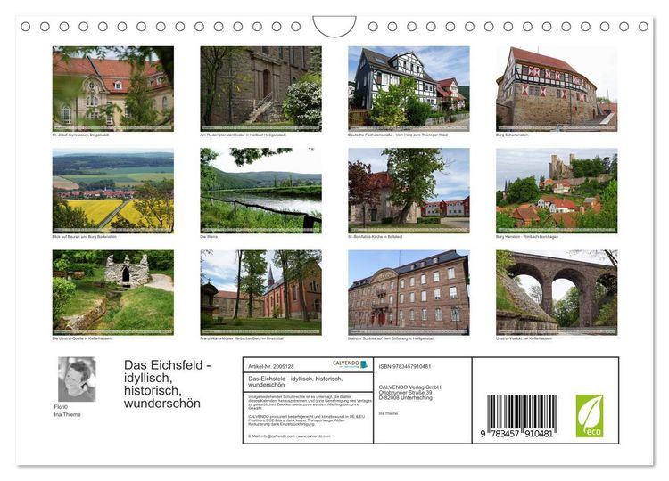 Produktbild: Das Eichsfeld - idyllisch, historisch, wundersch&ouml;n (Wandkalender 2026 DIN A4 quer), CALVENDO Monatskalender