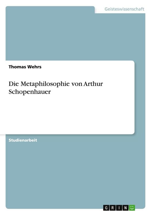 Produktbild: Die Metaphilosophie von Arthur Schopenhauer
