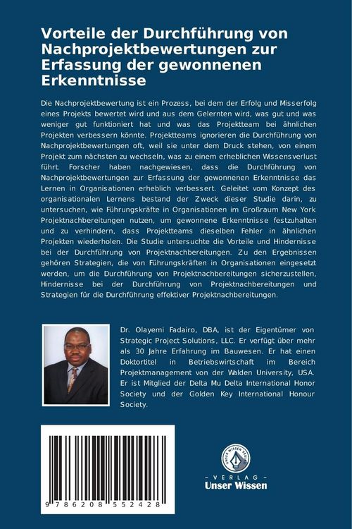 Produktbild: Vorteile der Durchf&uuml;hrung von Nachprojektbewertungen zur Erfassung der gewonnenen Erkenntnisse