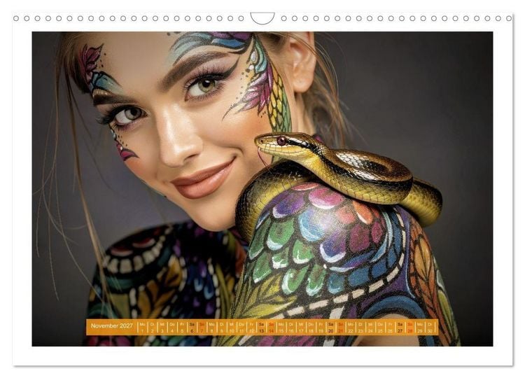 Produktbild: Body Painting mit Schlange (Wandkalender 2027 DIN A3 quer), CALVENDO Monatskalender