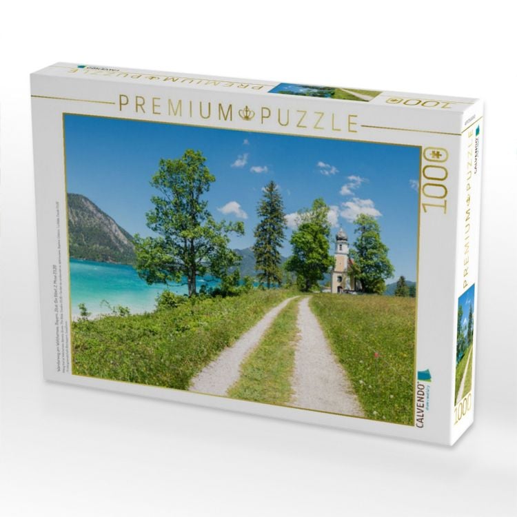 Produktbild: CALVENDO Puzzle Wanderweg am Walchensee, Bayern. Zitat: Die Bibel, 2. Mose 23,20 | 1000 Teile Lege-Gr&ouml;&szlig;e 64x48cm Foto-Puzzle f&uuml;r gl&uuml;ckliche Stunden