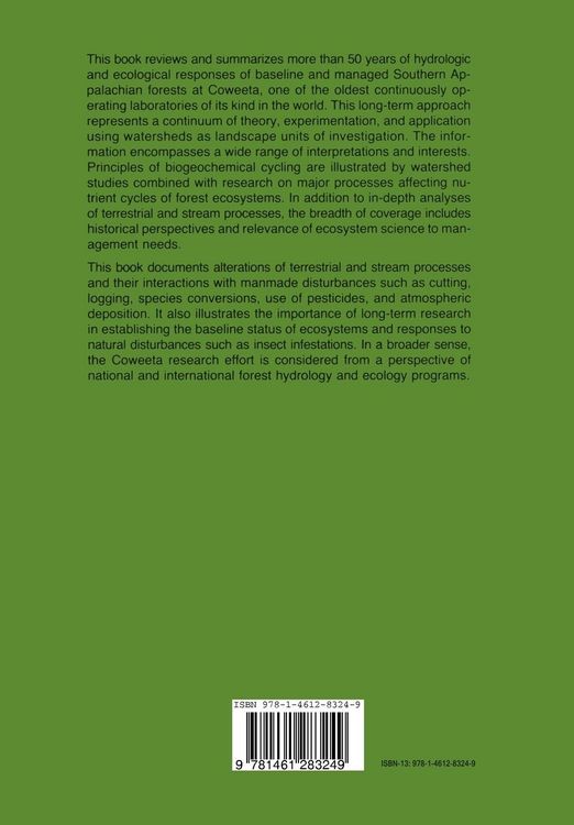 Produktbild: Forest Hydrology and Ecology at Coweeta