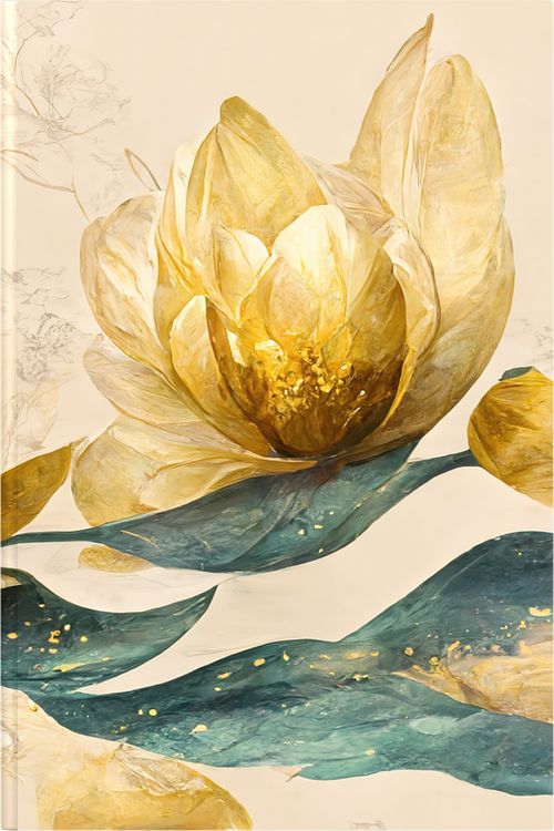 Produktbild: Eleganz der Natur - Premium Hardcover-Notizbuch A5 Soft Touch liniert, verzaubert durch goldenen Bl&uuml;tencharme