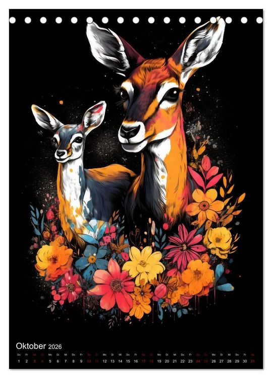 Produktbild: Afrikanische Tierfamilien (Tischkalender 2026 DIN A5 hoch), CALVENDO Monatskalender