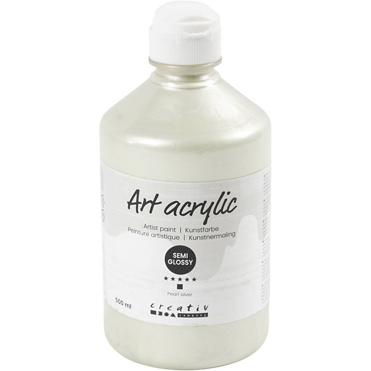 Produktbild: Creativ Company Acrylfarbe, Mattgl&auml;nzend, Deckend, Perlsilber, 500 ml/ 1 Fl.