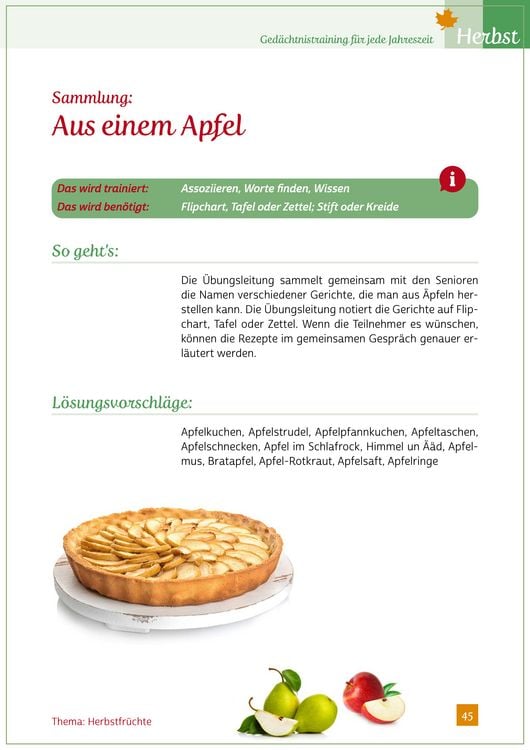 Produktbild: Ged&auml;chtnistraining f&uuml;r jede Jahreszeit - Herbst. F&uuml;r Senioren. Auch mit Demenz. Mit Kopiervorlagen