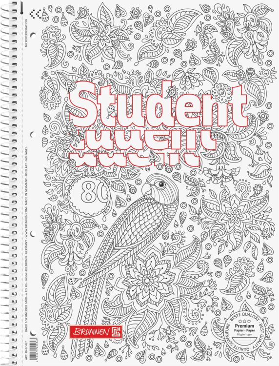 Produktbild: Brunnen Collegeblock A4 Lin27 Papagei ZENart