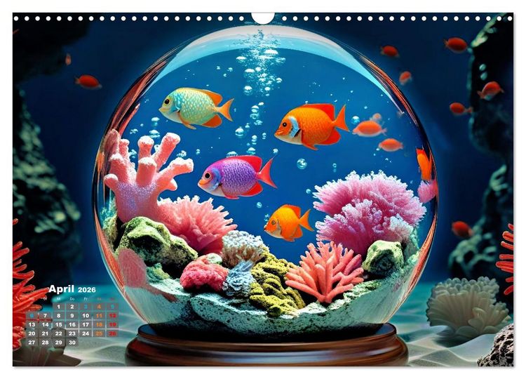 Produktbild: Aquarium in einer Glaskugel (Wandkalender 2026 DIN A3 quer), CALVENDO Monatskalender