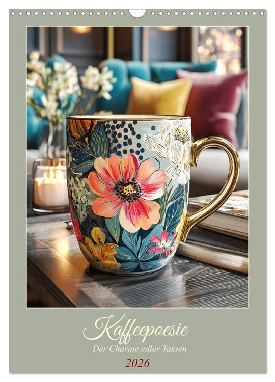Produktbild: Kaffeepoesie. Der Charme edler Tassen (Wandkalender 2026 DIN A3 hoch), CALVENDO Monatskalender