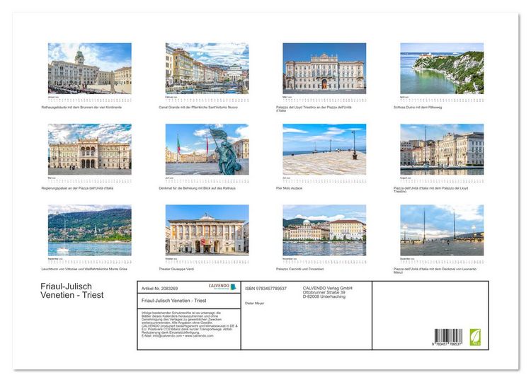 Produktbild: Friaul-Julisch Venetien - Triest (Wandkalender 2026 DIN A2 quer), CALVENDO Monatskalender