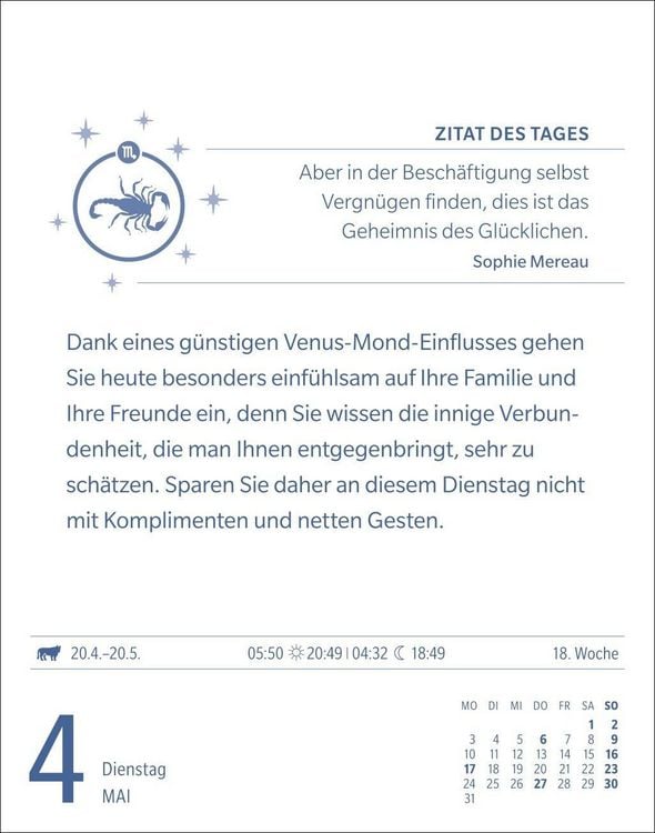 Produktbild: Skorpion Sternzeichenkalender 2027 - Tagesabrei&szlig;kalender - Ihr Horoskop f&uuml;r jeden Tag
