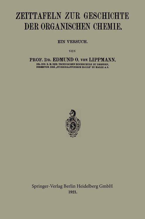 Produktbild: Zeittafeln zur Geschichte der Organischen Chemie