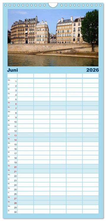 Produktbild: Familienplaner 2026 - Paris mit 5 Spalten (Wandkalender, 21 x 45 cm) CALVENDO