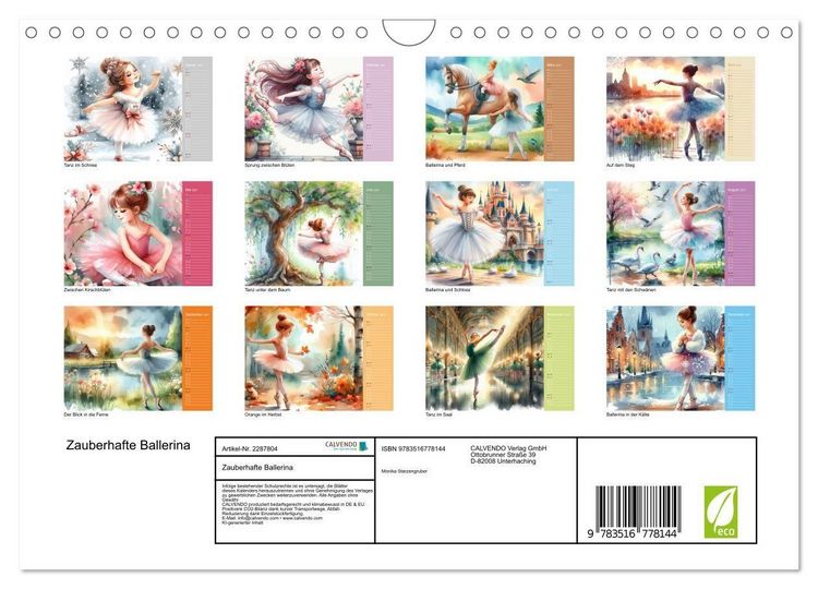 Produktbild: Zauberhafte Ballerina (Wandkalender 2027 DIN A4 quer), CALVENDO Monatskalender