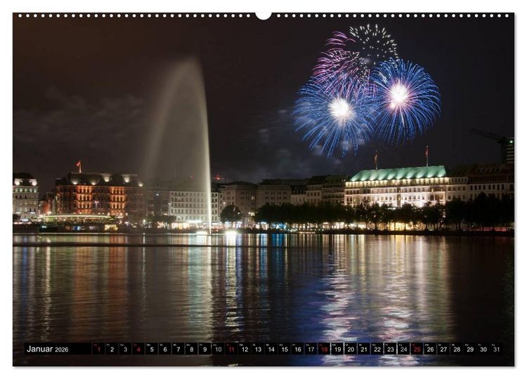 Produktbild: Mein Hamburg - Am sch&ouml;nsten bei Nacht (hochwertiger Premium Wandkalender 2026 DIN A2 quer), Kunstdruck in Hochglanz
