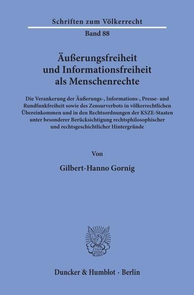 Produktbild: &Auml;u&szlig;erungsfreiheit und Informationsfreiheit als Menschenrechte.