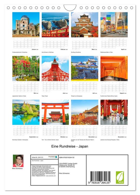 Produktbild: Eine Rundreise - Japan (Wandkalender 2026 DIN A4 hoch), CALVENDO Monatskalender