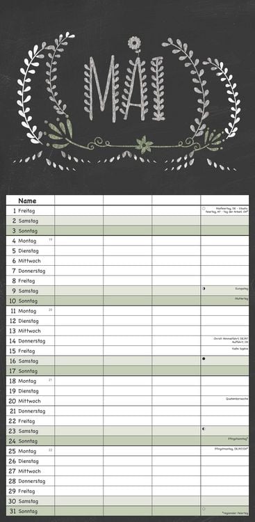 Produktbild: Tafel Timer Familienplaner 2026 - Familienkalender 22x45 cm - 4 Spalten - Kalender mit Ferienterminen und vielen Zusatzinformationen - Wandkalender