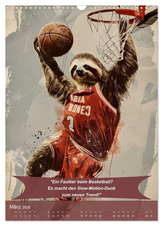 Produktbild: Der tierisch lustige Basketball-Kalender (Wandkalender 2026 DIN A3 hoch), CALVENDO Monatskalender