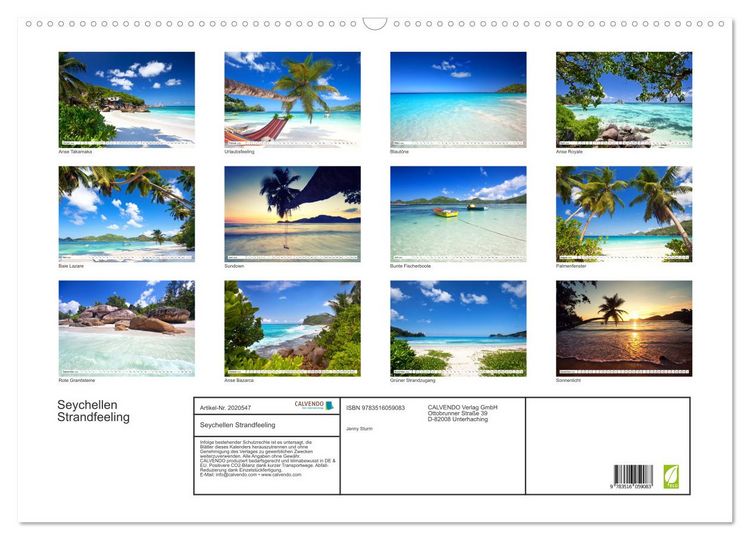 Produktbild: Seychellen Strandfeeling (Wandkalender 2026 DIN A2 quer), CALVENDO Monatskalender