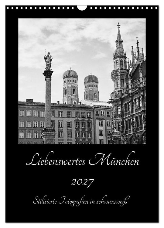Produktbild: Liebenswertes M&uuml;nchen 2027 - Stilisierte Fotografien in schwarzwei&szlig; (Wandkalender 2027 DIN A3 hoch), CALVENDO Monatskalender
