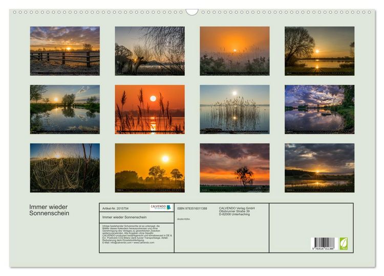 Produktbild: Immer wieder Sonnenschein (Wandkalender 2026 DIN A2 quer), CALVENDO Monatskalender