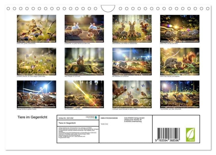 Produktbild: Tiere im Gegenlicht (Wandkalender 2027 DIN A4 quer), CALVENDO Monatskalender