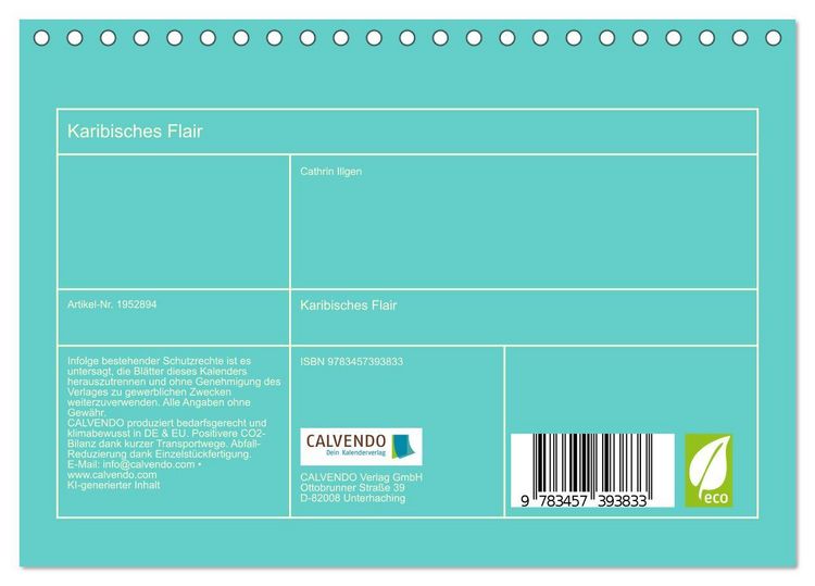 Produktbild: Karibisches Flair (Tischkalender 2026 DIN A5 quer), CALVENDO Monatskalender