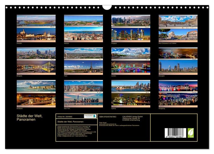 Produktbild: St&auml;dte der Welt, Panoramen (Wandkalender 2026 DIN A3 quer), CALVENDO Monatskalender