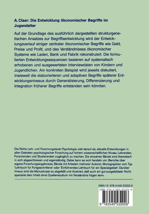 Produktbild: Die Entwicklung &ouml;konomischer Begriffe im Jugendalter