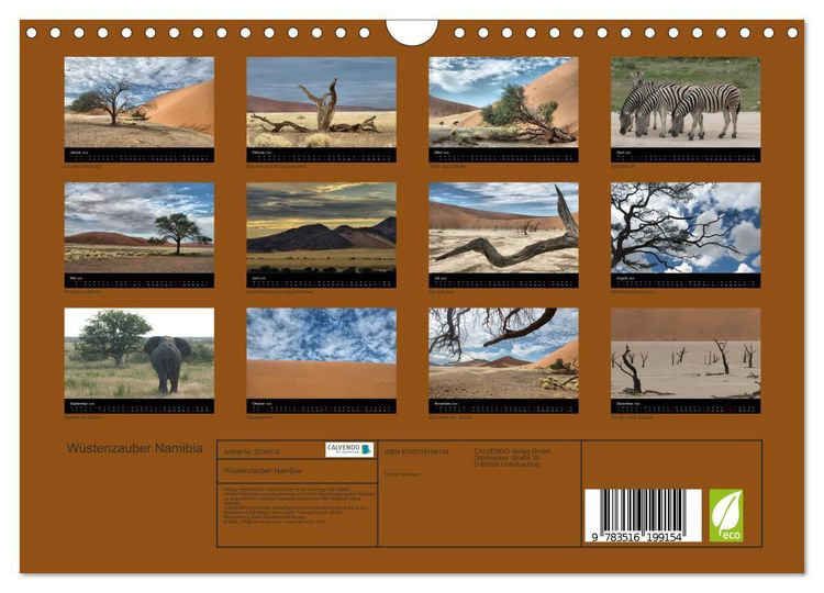 Produktbild: W&uuml;stenzauber Namibia (Wandkalender 2026 DIN A4 quer), CALVENDO Monatskalender