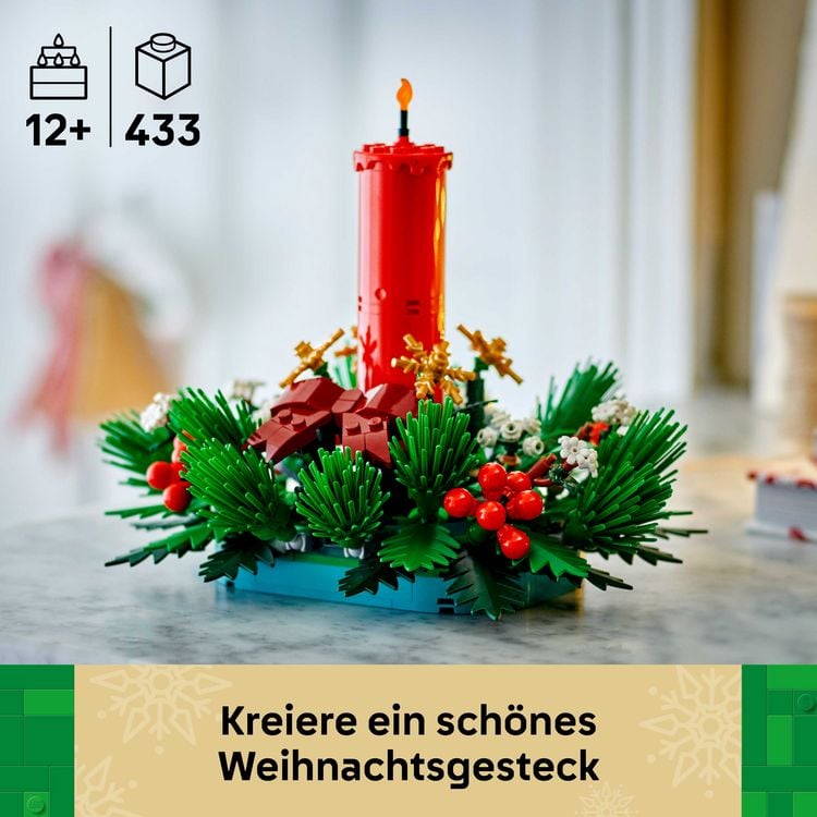 Produktbild: LEGO 40743 Weihnachtsgesteck, Spielzeug f&uuml;r M&auml;dchen und Jungen, DIY Set