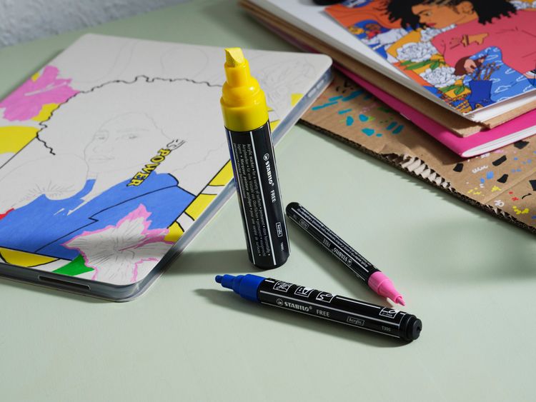 Produktbild: STABILO Acrylmarker, FREE Acrylic T300, Strichbreite 2-3 mm, violett