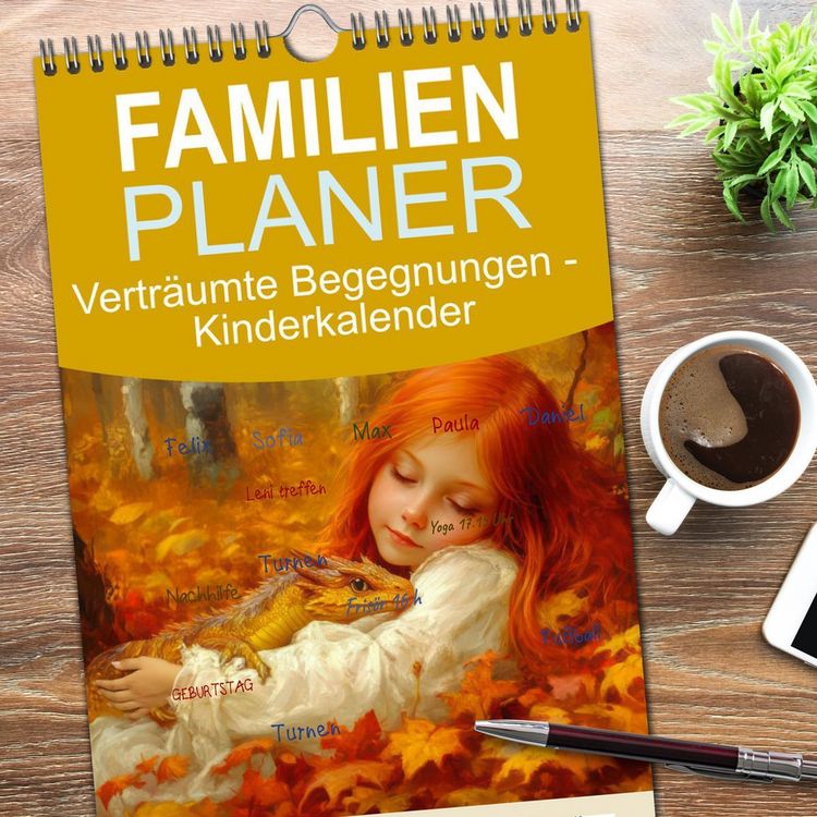 Produktbild: Familienplaner 2026 - Vertr&auml;umte Begegnungen - Kinderkalender mit 5 Spalten (Wandkalender, 21 x 45 cm) CALVENDO