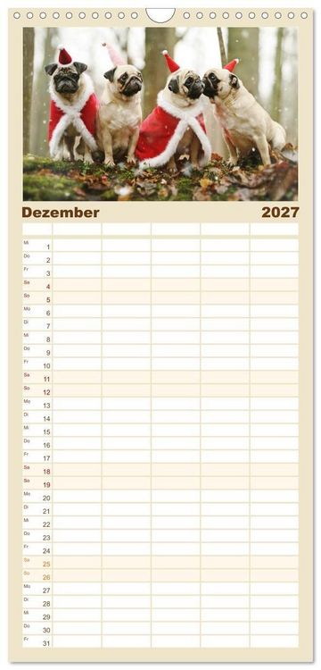 Produktbild: Familienplaner 2027 - Lustige M&ouml;pse aus der Hundeknipserei mit 5 Spalten (Wandkalender, 21 x 45 cm) CALVENDO