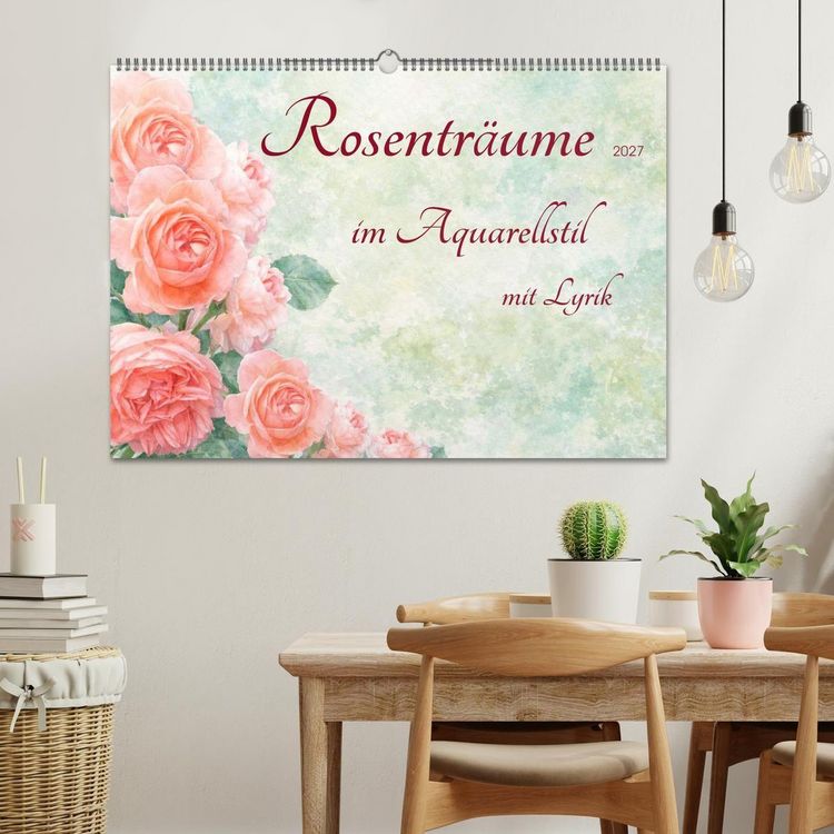 Produktbild: Rosentr&auml;ume im Aquarellstil (Wandkalender 2027 DIN A2 quer), CALVENDO Monatskalender