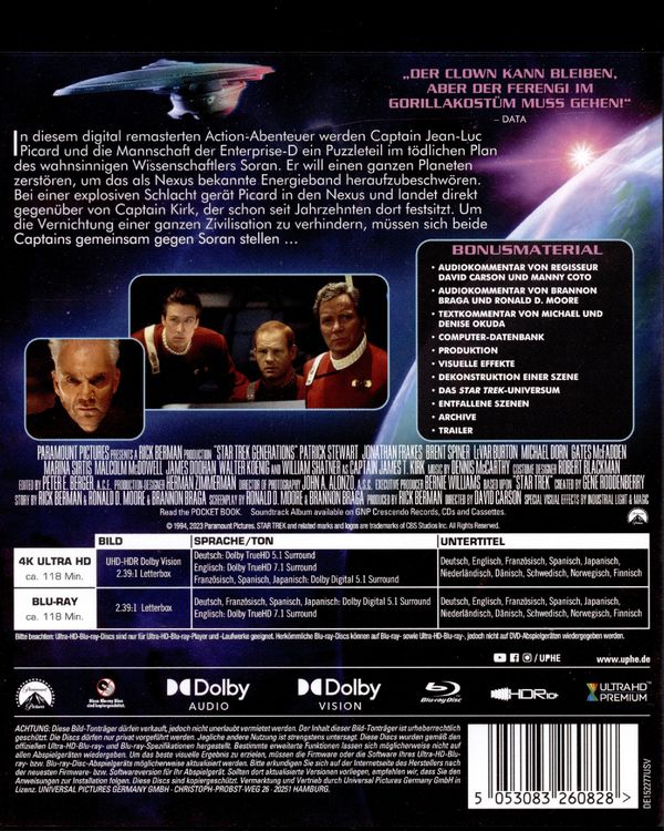 Produktbild: STAR TREK VII - Treffen der Generationen (+ Blu-ray)