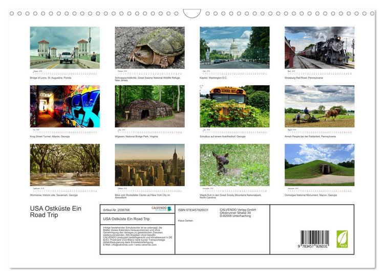 Produktbild: USA Ostk&uuml;ste Ein Road Trip (Wandkalender 2026 DIN A3 quer), CALVENDO Monatskalender