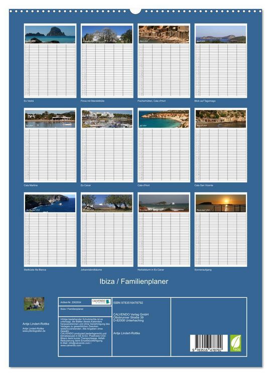 Produktbild: Ibiza / Familienplaner (hochwertiger Premium Wandkalender 2026 DIN A2 hoch), Kunstdruck in Hochglanz