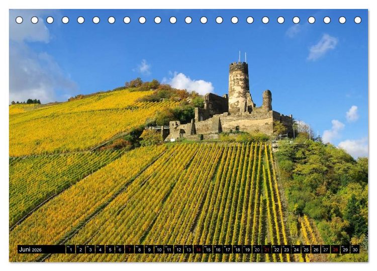 Produktbild: Der Rhein. Oberes Mittelrheintal von Bingen bis Koblenz (Tischkalender 2026 DIN A5 quer), CALVENDO Monatskalender
